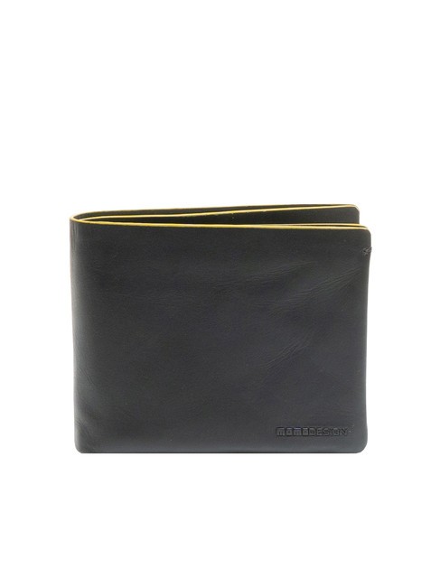 MOMO DESIGN BICOLOR Porte-monnaie avec rabat en cuir noir jaune - Portefeuilles Homme