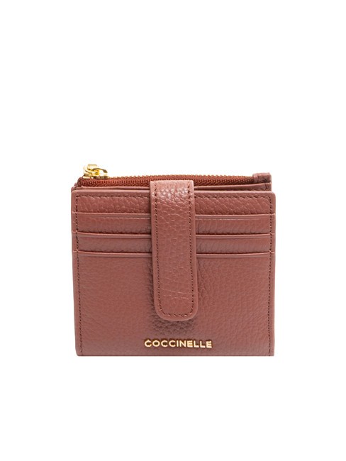 COCCINELLE METALLIC SOFT Mini portefeuille en cuir Brandy - Portefeuilles Femme