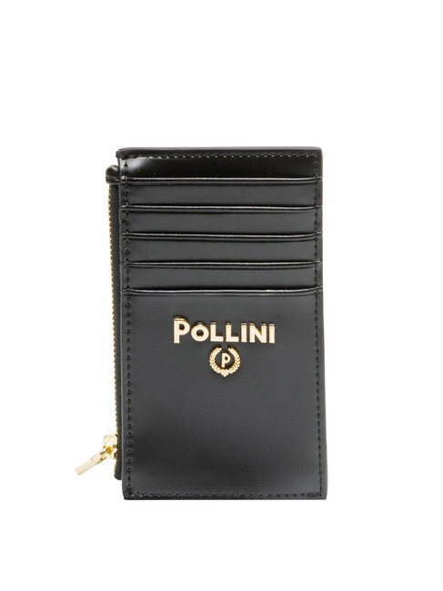 POLLINI METALLIC LOGO Porte-monnaie plat Noir - Portefeuilles Femme