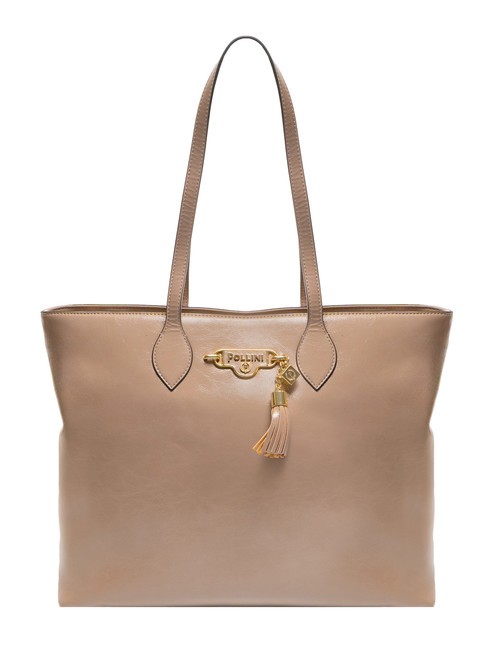 POLLINI LADY BRAVE Sac cabas avec pompon Naturel - Sacs pour Femme