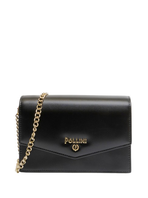 POLLINI METALLIC LOGO Pochette à bandoulière en chaîne Noir - Sacs pour Femme