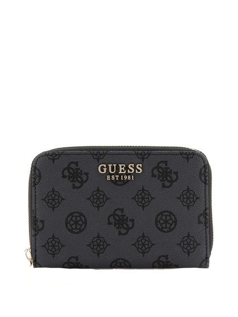 GUESS LAUREL Peony Portefeuille moyen zippé autour logo de charbon de bois - Portefeuilles Femme