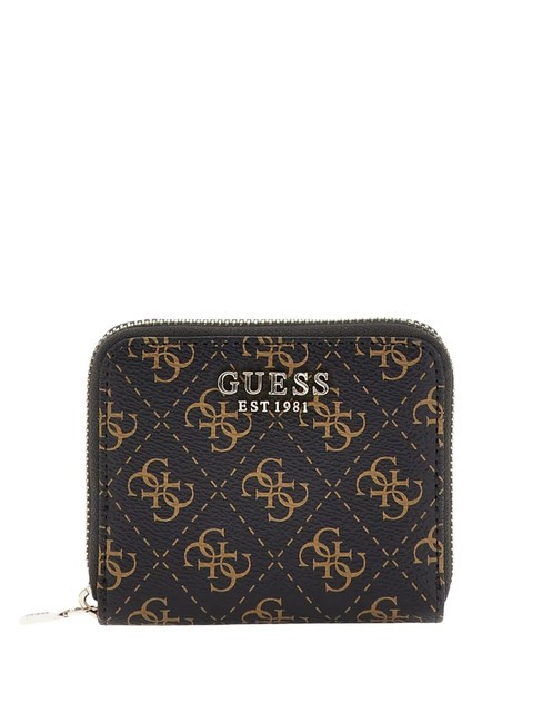 GUESS LAUREL 4G Mini portefeuille zippé marron - Portefeuilles Femme