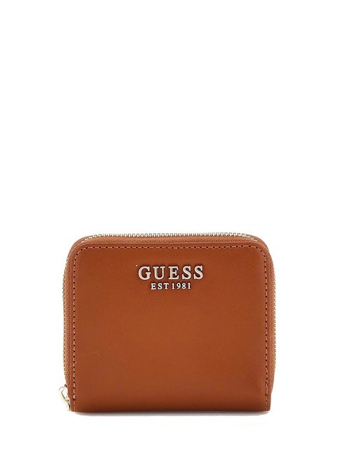 GUESS LAUREL  Mini portefeuille zippé COGNAC - Portefeuilles Femme