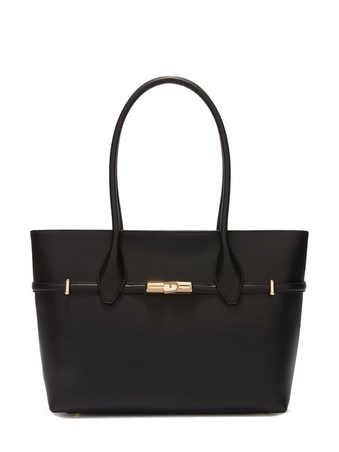 FURLA GOCCIA Sac cabas porté épaule en cuir Noir - Sacs pour Femme