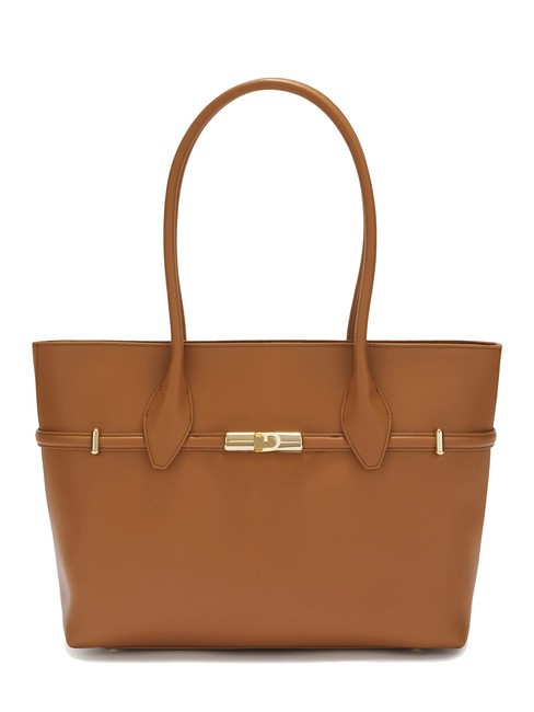 FURLA GOCCIA Sac cabas porté épaule en cuir Brandy - Sacs pour Femme