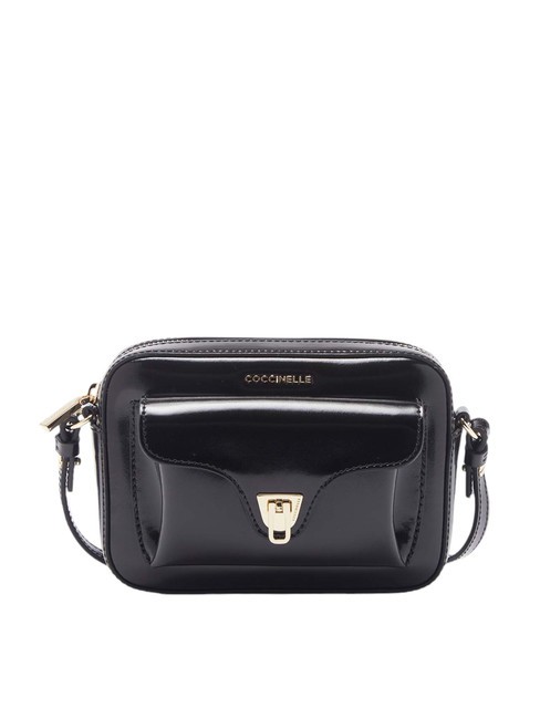 COCCINELLE BEAT SHINY CALF Mini sac bandoulière en cuir brillant Noir - Sacs pour Femme