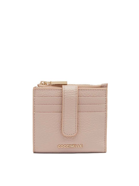 COCCINELLE METALLIC SOFT Mini portefeuille en cuir rosaces - Portefeuilles Femme