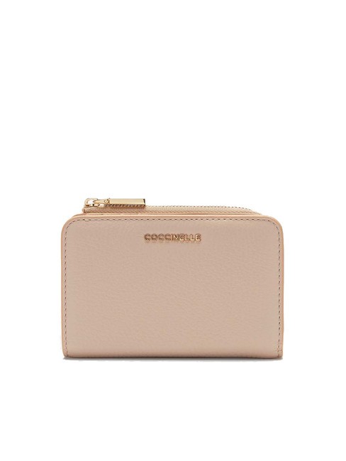 COCCINELLE METALLIC SOFT Petit portefeuille en cuir texturé rosaces - Portefeuilles Femme