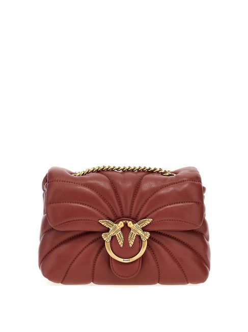 PINKO LOVE PUFF MINI Mini sac bandoulière en nappa ocre rouge-or antique - Sacs pour Femme