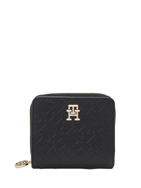 TOMMY HILFIGER DISTINCT Petit portefeuille logo embossé le noir - Portefeuilles Femme