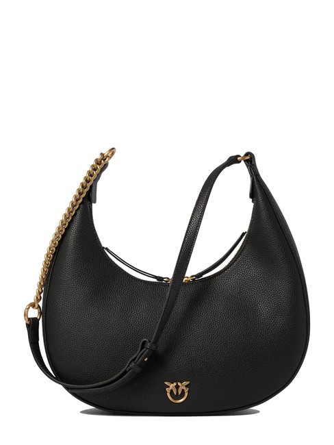 PINKO BRIOSCHE Sac porté épaule en cuir Crescent noir-or antique - Sacs pour Femme