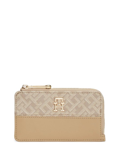 TOMMY HILFIGER JACQUARD  Portefeuille fin beige - Portefeuilles Femme