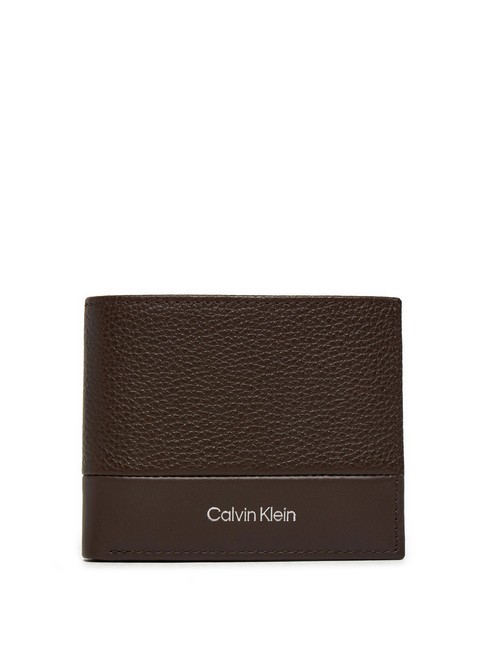 CALVIN KLEIN SUBTLE MIX Portefeuille en cuir galet java marron et lisse - Portefeuilles Homme