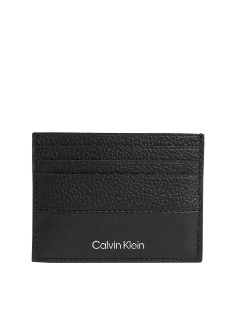 CALVIN KLEIN SUBTLE MIX Porte-cartes plat en cuir saffiano noir - Portefeuilles Homme