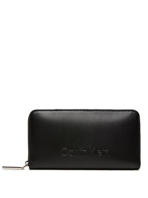 CALVIN KLEIN EMBOSSED CALVIN  Portefeuille zippé ck noir - Portefeuilles Femme