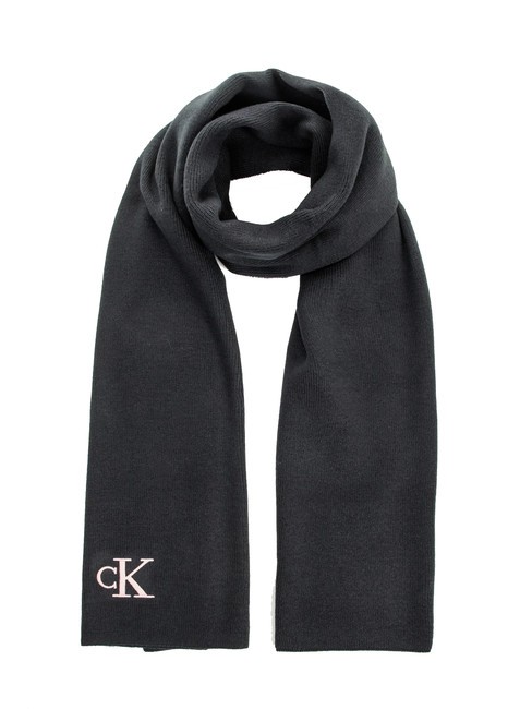 CALVIN KLEIN CK JEANS MONOGRAM EMBRO Écharpe en polyester recyclé noir/rose poudré - Bonnets