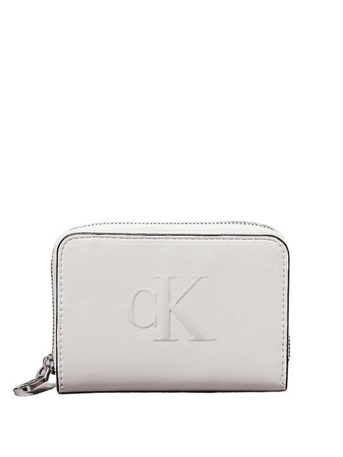 CALVIN KLEIN CK JEANS SCULPTED  Portefeuille moyen zippé autour matin gris - Portefeuilles Femme