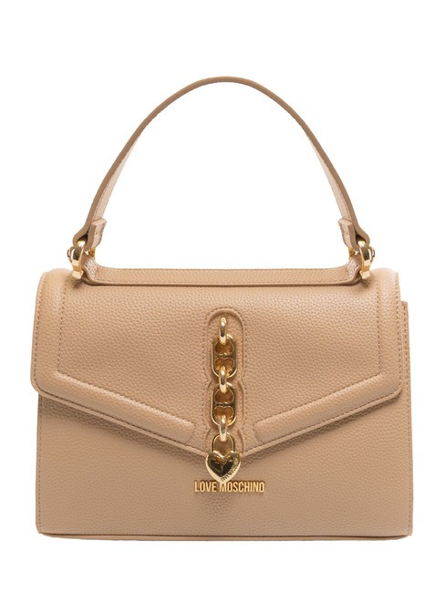 LOVE MOSCHINO GOLD HEART Sac à main, avec bandoulière crème - Sacs pour Femme