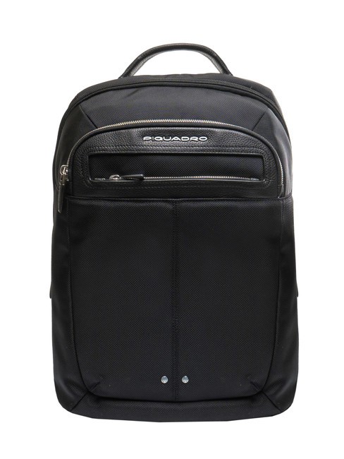 PIQUADRO LINK Sac à dos en cuir et tissu, support pc 15,6" noir - Sacs à dos pour ordinateur portable