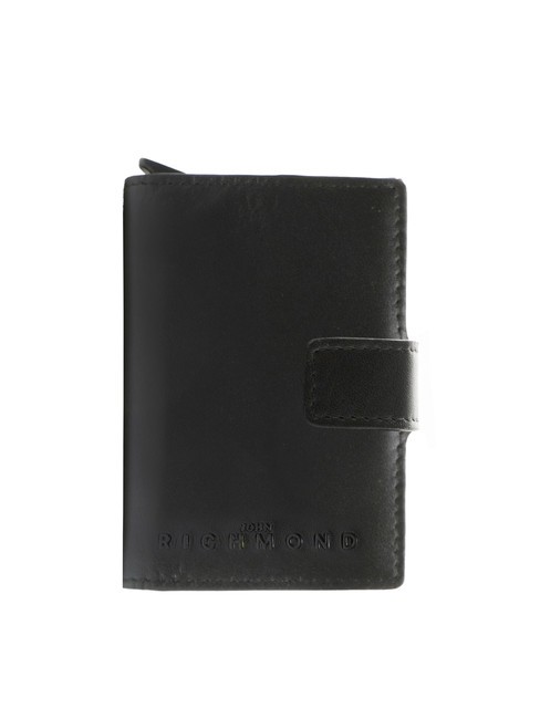 JOHN RICHMOND EMBOSSED LOGO Porte-cartes en cuir noir - Portefeuilles Homme