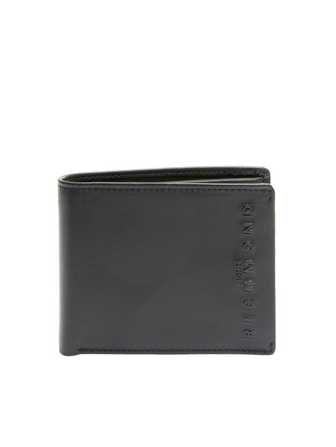 JOHN RICHMOND EMBOSSED LOGO Portefeuille en cuir avec porte-monnaie noir - Portefeuilles Homme