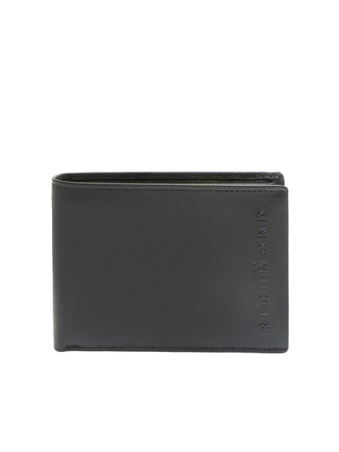 JOHN RICHMOND EMBOSSED LOGO Portefeuille en cuir avec porte-monnaie noir - Portefeuilles Homme