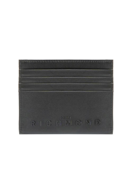 JOHN RICHMOND EMBOSSED LOGO Porte-cartes plat en cuir noir - Portefeuilles Homme