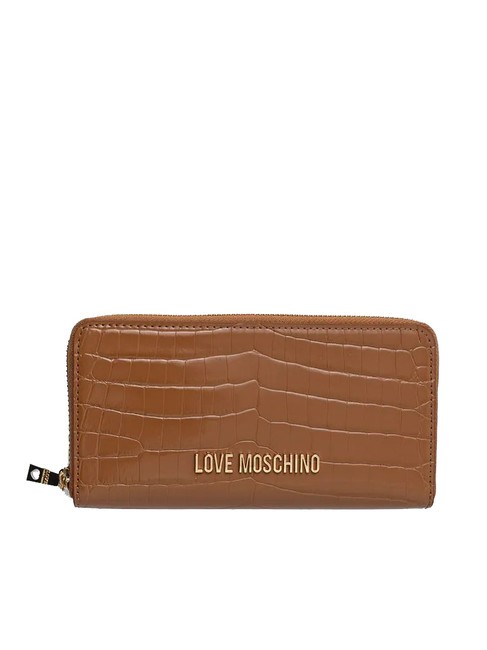 LOVE MOSCHINO SHINY CROCO Grand portefeuille zippé autour noix - Portefeuilles Femme