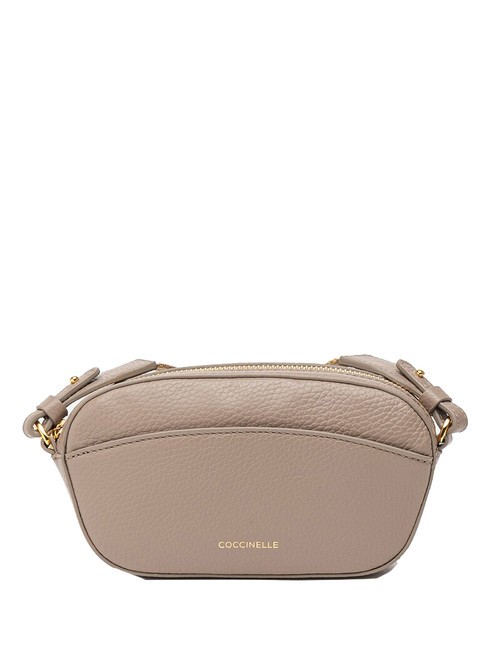 COCCINELLE ENCHANTEUSE Mini sac bandoulière, en cuir taupe chaud - Sacs pour Femme