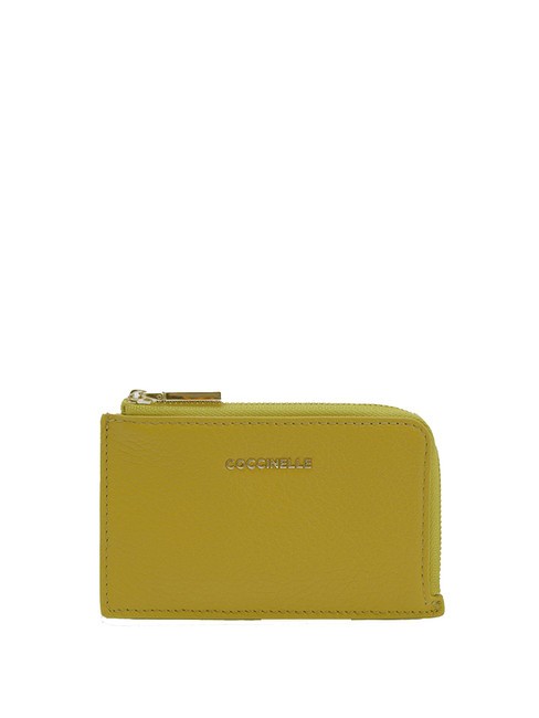 COCCINELLE METALLIC SOFT Porte-cartes / Porte-monnaie en cuir Citronnelle - Portefeuilles Femme