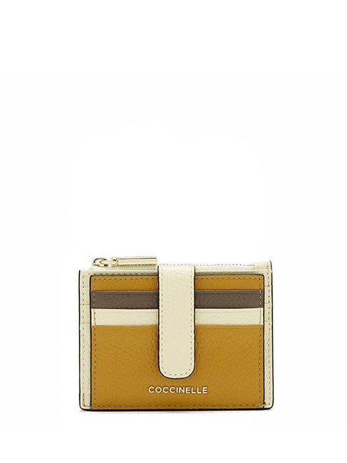 COCCINELLE METALLIC TRICOLOR Porte-cartes en cuir avec porte-monnaie citro/cul/coff - Portefeuilles Femme