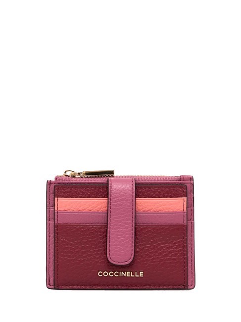 COCCINELLE METALLIC TRICOLOR Porte-cartes en cuir avec porte-monnaie gar.r/pu.p/hy.p - Portefeuilles Femme