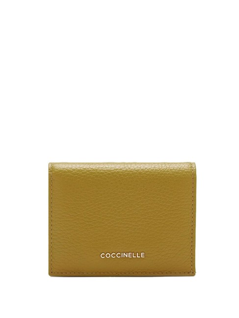 COCCINELLE METALLIC SOFT Petit portefeuille en cuir Citronnelle - Portefeuilles Femme