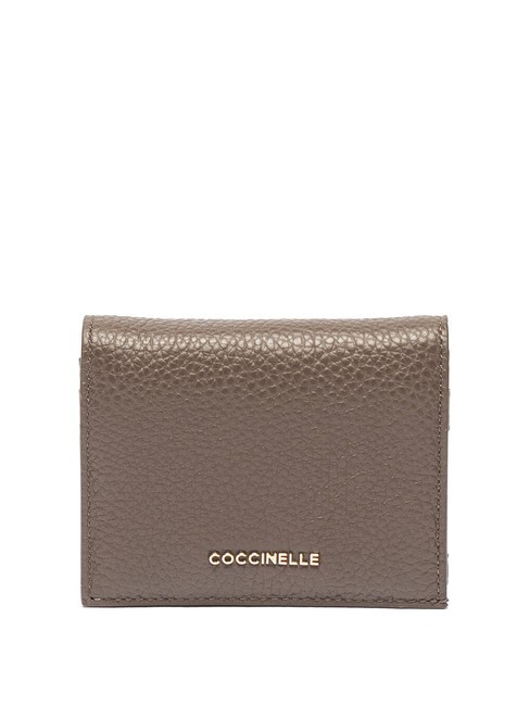 COCCINELLE METALLIC SOFT Petit portefeuille en cuir café - Portefeuilles Femme