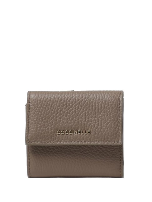 COCCINELLE METALLIC SOFT Portefeuille en cuir grainé taupe chaud - Portefeuilles Femme