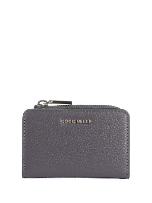 COCCINELLE METALLIC LOGO Porte-cartes en cuir ardoise - Portefeuilles Femme