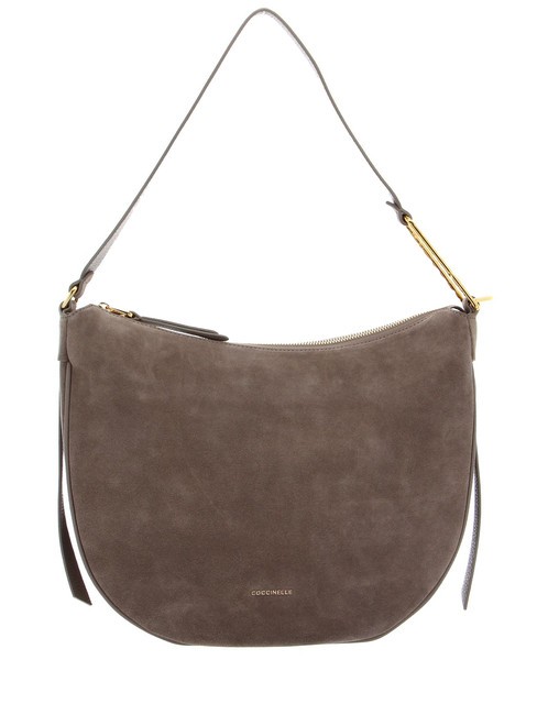 COCCINELLE PRISCILLA SUEDE Sac bandoulière, en cuir taupe chaud - Sacs pour Femme