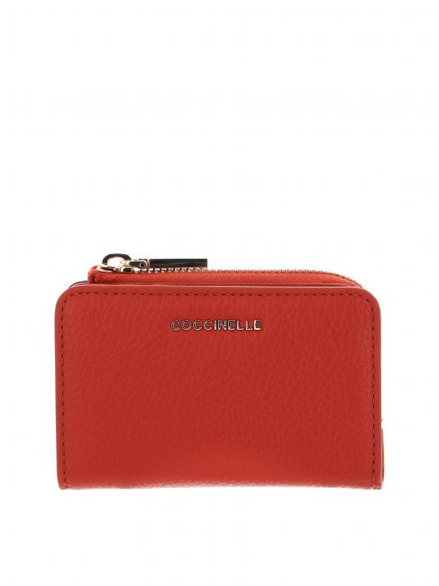 COCCINELLE METALLIC LOGO Porte-cartes en cuir Tangerine - Portefeuilles Femme