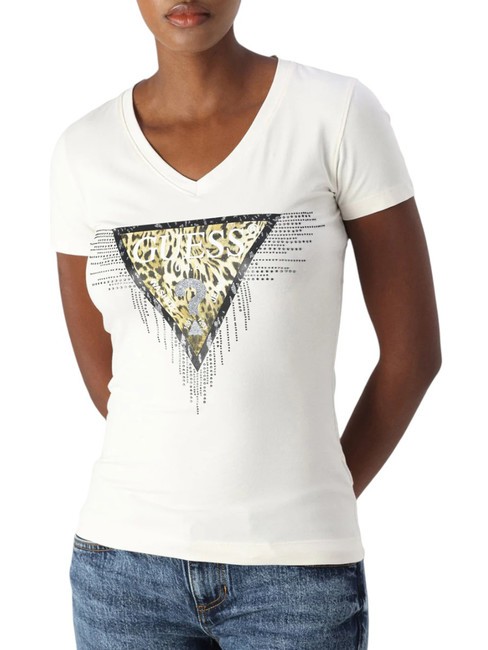 GUESS TRIANGLE TIGER  T-shirt à manches courtes cremwhi - T-shirt