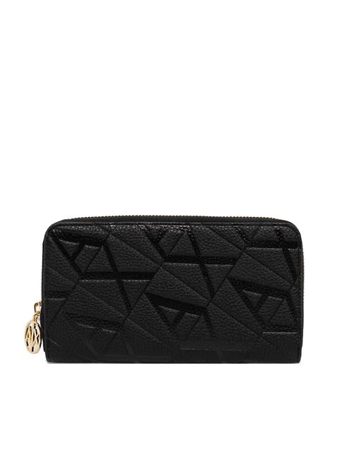 ARMANI EXCHANGE A|X EMBOSSED Grand portefeuille zippé autour noir noir - Portefeuilles Femme