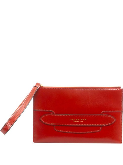 THE BRIDGE LUCREZIA Pochette en cuir cerise / or - Sacs pour Femme