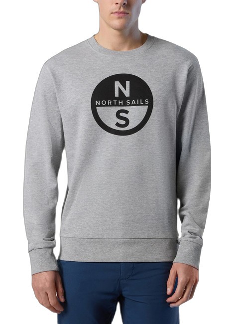 NORTH SAILS BASIC Sweat-shirt à col rond avec logo imprimé gris mélangé - Pulls molletonnés