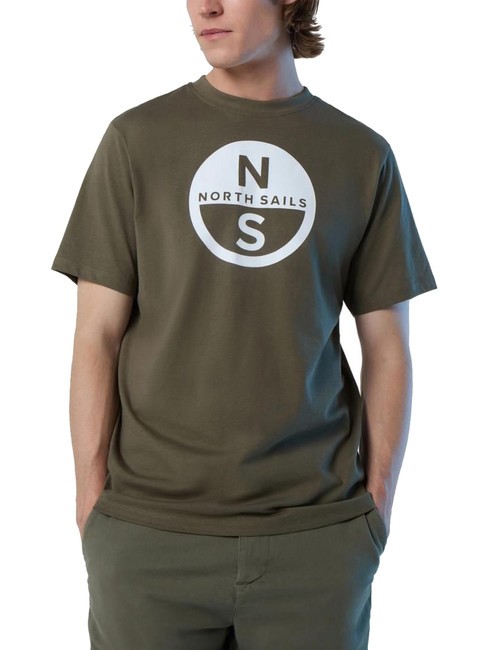 NORTH SAILS BASIC T-shirt en coton imprimé logo olives poussiéreuses - T-shirt