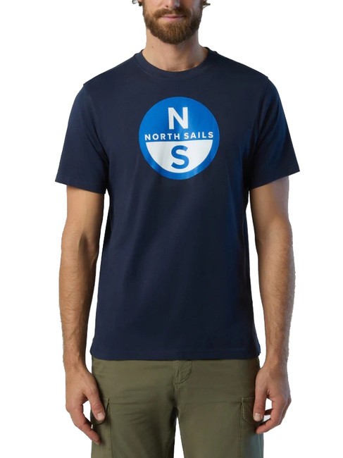 NORTH SAILS BASIC T-shirt en coton imprimé logo bleu marine - T-shirt