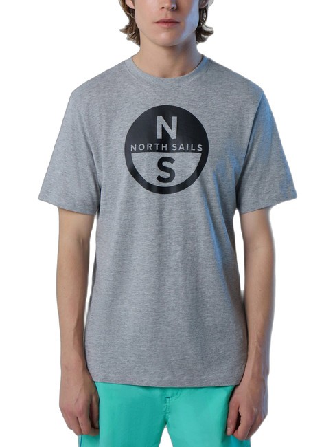 NORTH SAILS BASIC T-shirt en coton imprimé logo gris mélangé - T-shirt