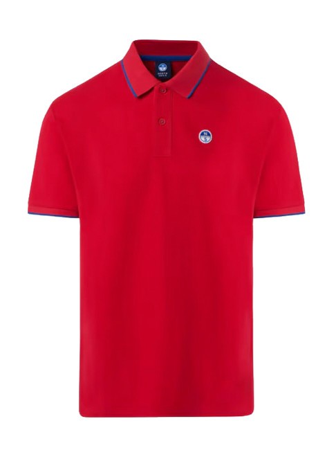 NORTH SAILS COLLAR STRIPED Polo à manches courtes en coton rouge - chemise polo