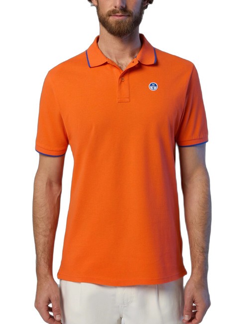 NORTH SAILS COLLAR STRIPED Polo à manches courtes en coton orange flamme - chemise polo