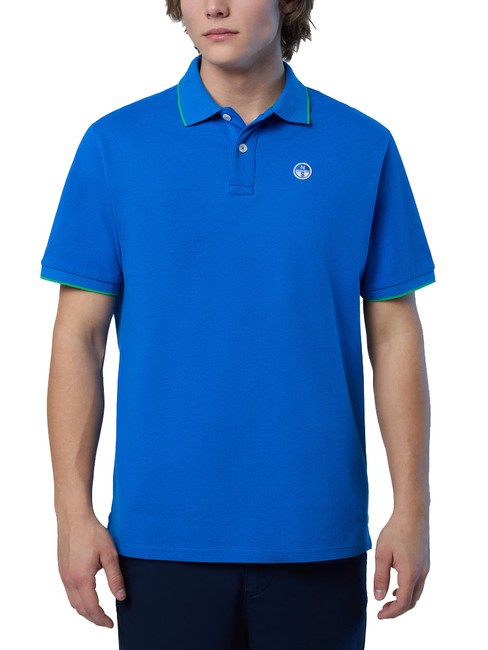 NORTH SAILS COLLAR STRIPED Polo à manches courtes en coton Royal - chemise polo