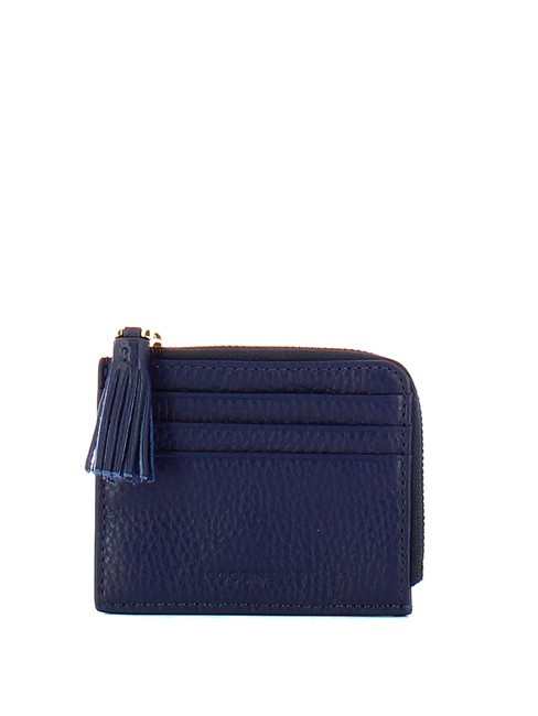 COCCINELLE TASSEL Porte-cartes zippé en cuir martelé bleu roi - Portefeuilles Femme